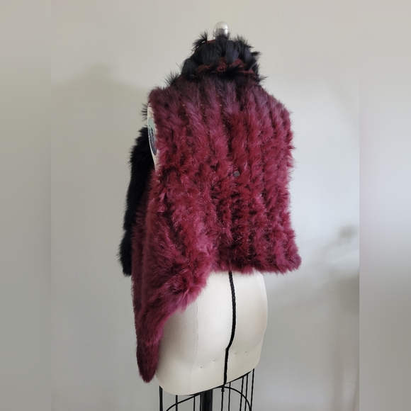 RUDSAK knit rabbit fur vest ombre colour deep red to black - Picture 11 of 12